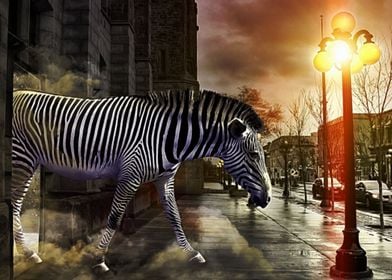 Zebra in the city 
