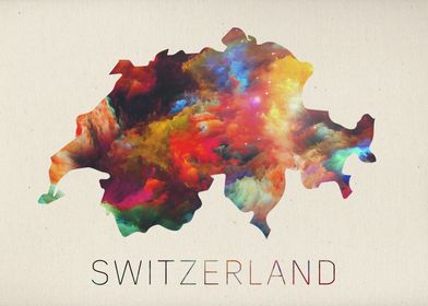 Switzerland Watercolor Map