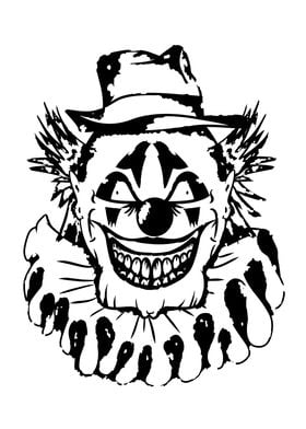 Black and white, evil circus clown