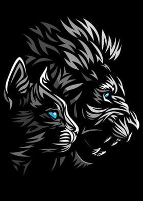 Tribal shadows Lion Cat