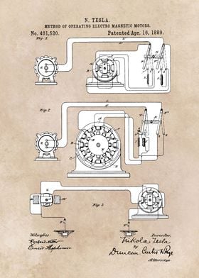 patent art Tesla Method of operating  electro 1889