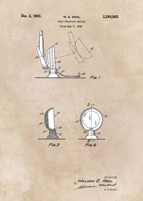 patent art Kohl Golf practice device 1941