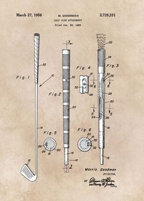 patent art Goodman Golf club attachment 1956