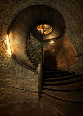Spiral staircase in an old tower