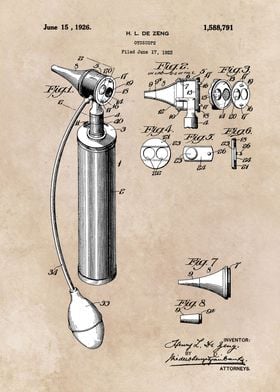 patent art De Zeng 1926 Otoscope