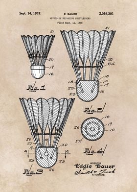 patent art Bauer Weighting shuttlecocks  1935