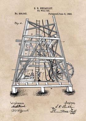 patent art Sheakley 1893 Oil well rig