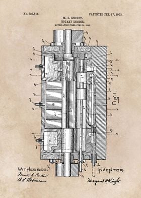 patent art Knight 1903 Rotary engine