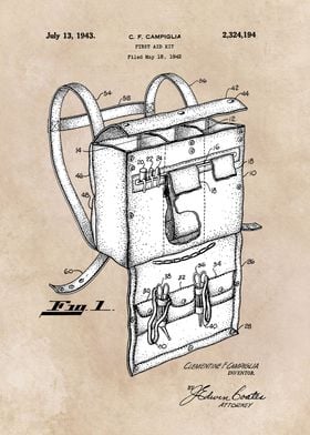 patent art Campiglia First Aid kit 1942