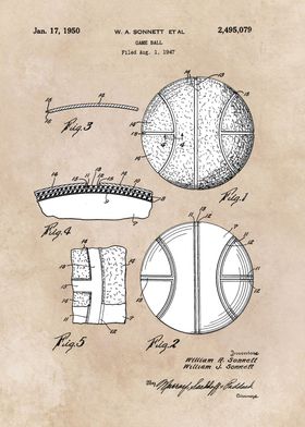 patent art Sonnett 1950 Game ball