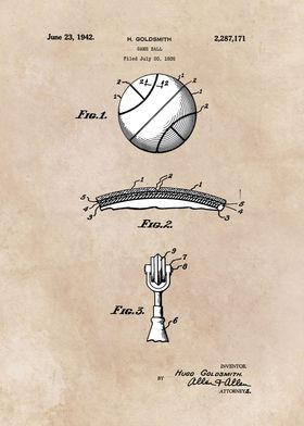 patent art Goldsmith Game ball 1939