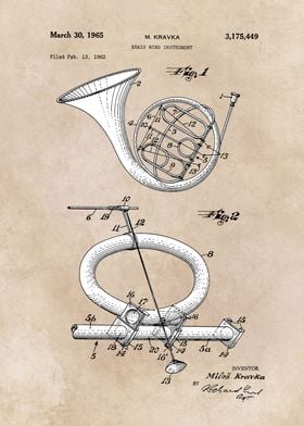 patent art Kravka 1965 Brass wind instrument