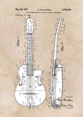 patent art Maccaferri 1957 Stringed musical...