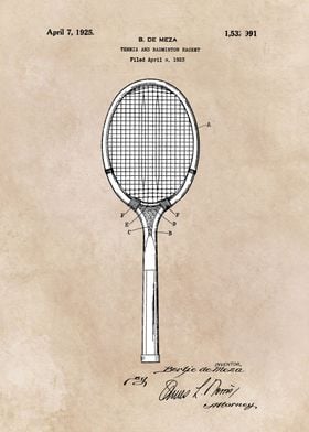 patent art Meza Tennis and badminton racket 1923