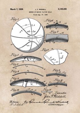 patent art Riddell 1939 Method of making playing b