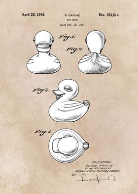 patent art Ganine 1947 toy duck