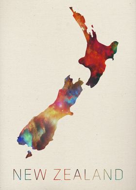New Zealand Watercolor Map
