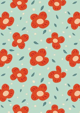 Simple Pretty Orange Flowers Pattern