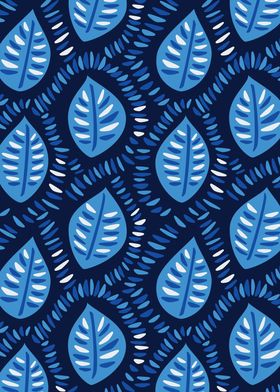 Pretty Decorative Blue Leaves Pattern