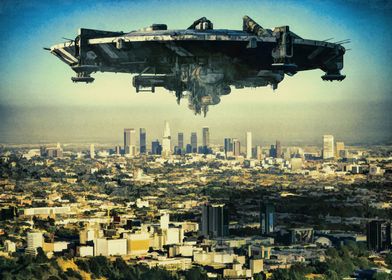The alien ship over the Los Angeles by J.P. Voodoo