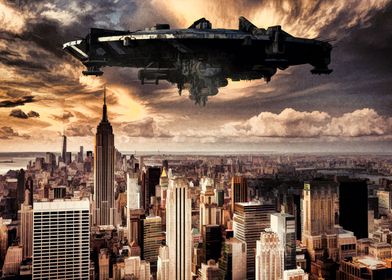 The alien ship over the New York by J.P. Voodoo