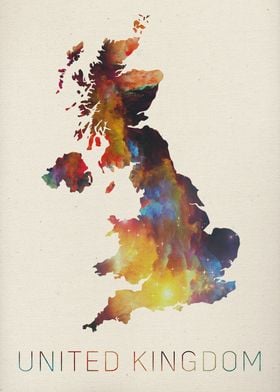 United Kingdom Watercolor Map