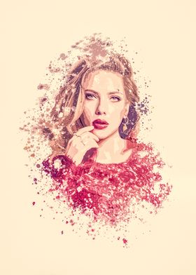 Scarlett Johansson splatter painting