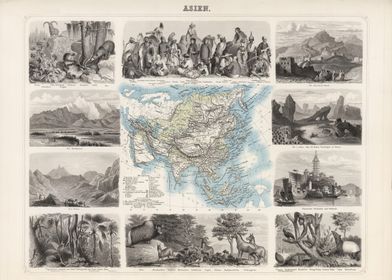 Asia vintage map - 1863