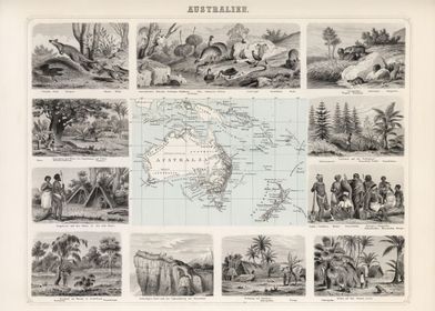 Australia vintage map - 1863