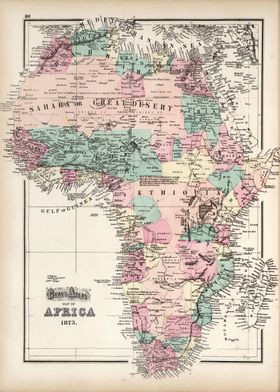 Africa vintage map - 1873