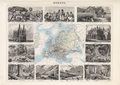Europe vintage map - 1863