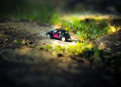 Miniature VW Beetle - Flower Power Time.