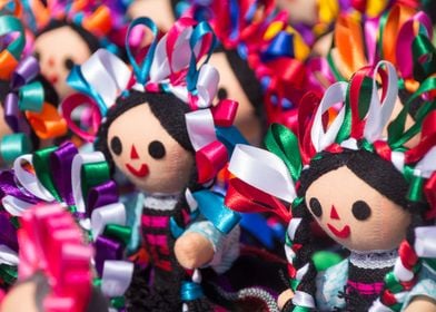 Photograph of some mexican traditional dolls