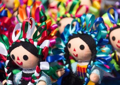 Photograph of some mexican traditional dolls