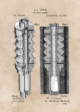 patent art Lewis Oil well packer 1881