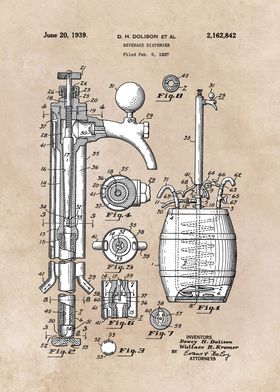 patent art Dolison Beverage dispenser 1939