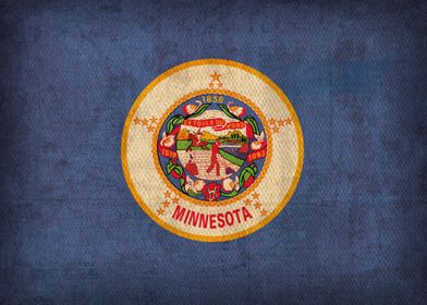 Minnesota State Flag on Distressed Canvas