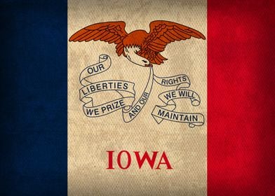 Iowa State Flag on Distressed Canvas