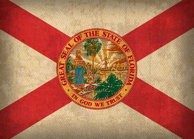 Florida State Flag on Distressed Canvas