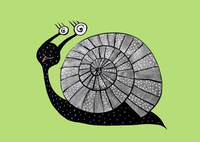 Cute Cartoon Snail Character With Spiral Eyes