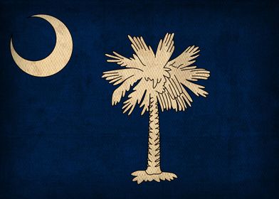 South Carolina State Flag on Distressed Canvas