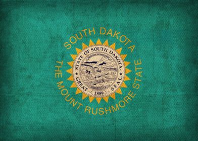 South Dakota State Flag on Distressed Canvas