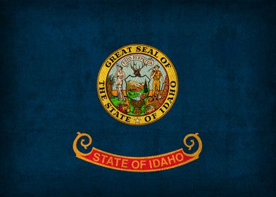 Idaho State Flag on Distressed Canvas