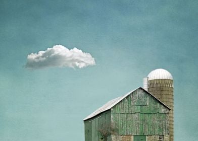 Green Barn and a Cloud