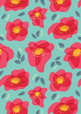 Pretty Floral Pattern With Bright Pink Petals