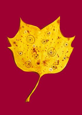 Watercolor Yellow Autumn Leaf From Tulip Tree