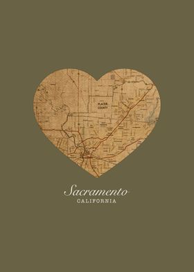 Sacramento California City Heart Street Map