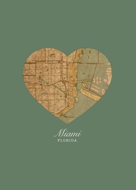 Miami Florida City Heart Street Map