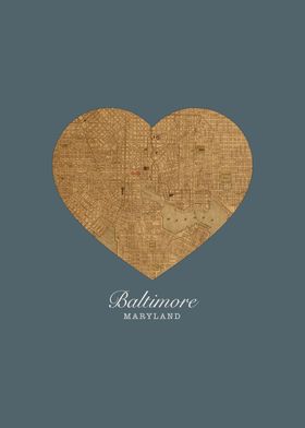 Baltimore Maryland City Street Map Love