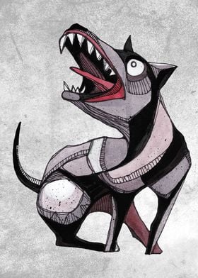 Crazy dog illustration